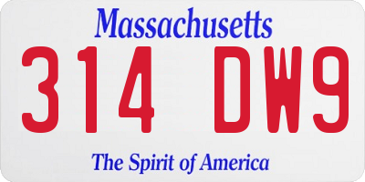 MA license plate 314DW9