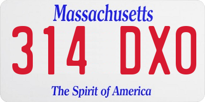 MA license plate 314DX0