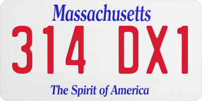 MA license plate 314DX1