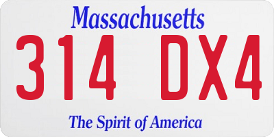 MA license plate 314DX4