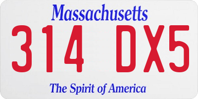 MA license plate 314DX5
