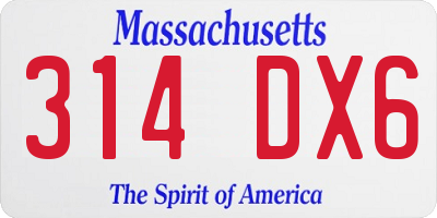 MA license plate 314DX6