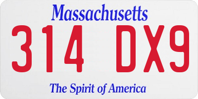MA license plate 314DX9