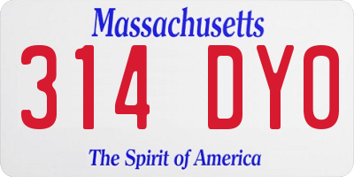 MA license plate 314DY0