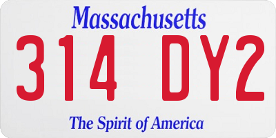 MA license plate 314DY2