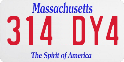 MA license plate 314DY4