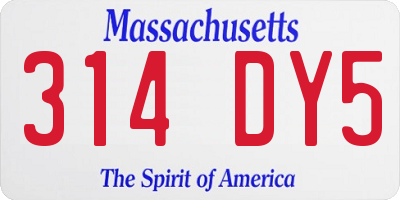 MA license plate 314DY5