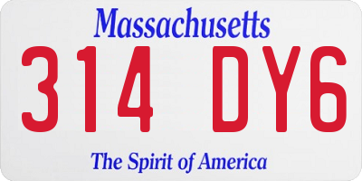 MA license plate 314DY6