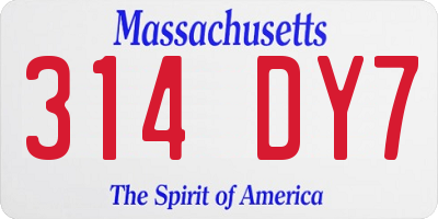 MA license plate 314DY7