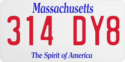 MA license plate 314DY8