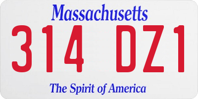 MA license plate 314DZ1