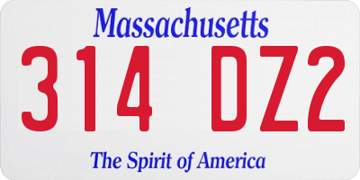 MA license plate 314DZ2