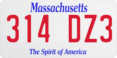 MA license plate 314DZ3