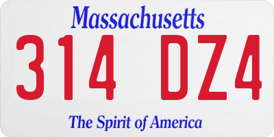 MA license plate 314DZ4