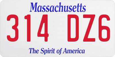 MA license plate 314DZ6