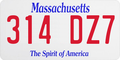 MA license plate 314DZ7