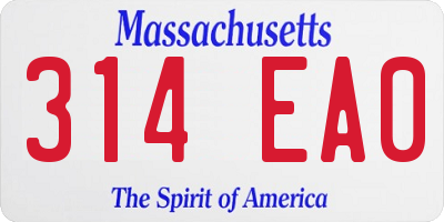 MA license plate 314EA0