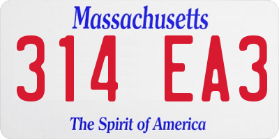 MA license plate 314EA3