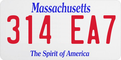 MA license plate 314EA7