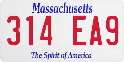 MA license plate 314EA9