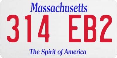 MA license plate 314EB2