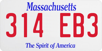 MA license plate 314EB3