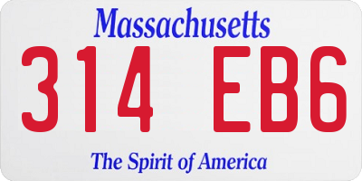 MA license plate 314EB6