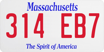 MA license plate 314EB7