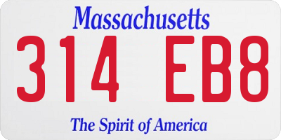 MA license plate 314EB8
