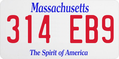 MA license plate 314EB9