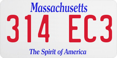 MA license plate 314EC3