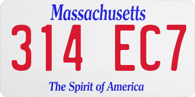 MA license plate 314EC7