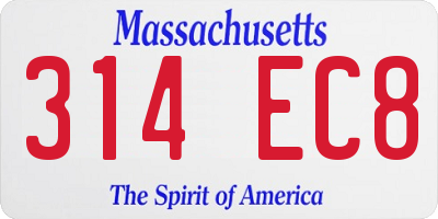 MA license plate 314EC8