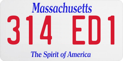 MA license plate 314ED1