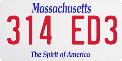 MA license plate 314ED3