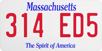 MA license plate 314ED5