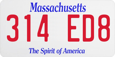 MA license plate 314ED8