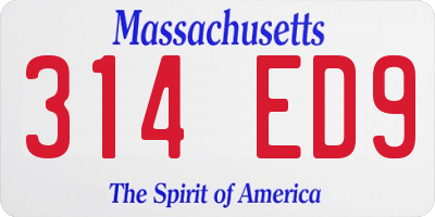 MA license plate 314ED9