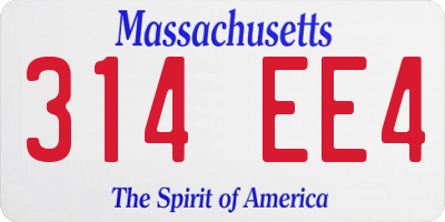 MA license plate 314EE4