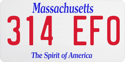 MA license plate 314EF0