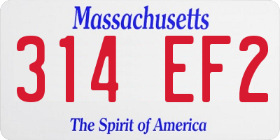 MA license plate 314EF2