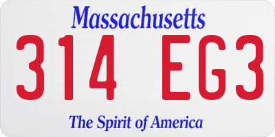 MA license plate 314EG3