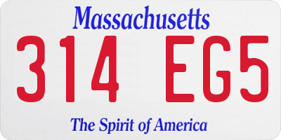 MA license plate 314EG5