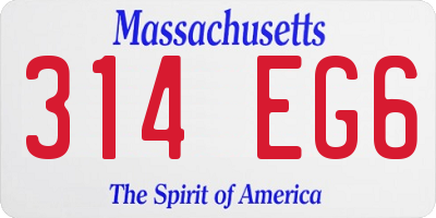 MA license plate 314EG6