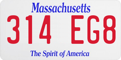 MA license plate 314EG8