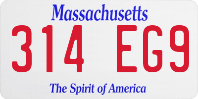 MA license plate 314EG9