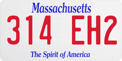 MA license plate 314EH2