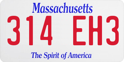 MA license plate 314EH3