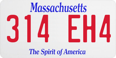 MA license plate 314EH4