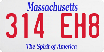 MA license plate 314EH8